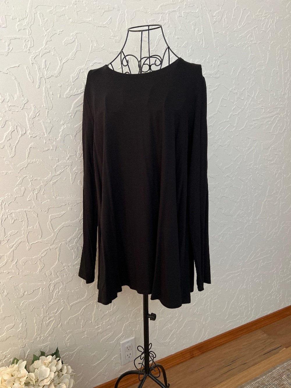 NWT Eleen Fisher Jewel Neck Tencel Jersey Top